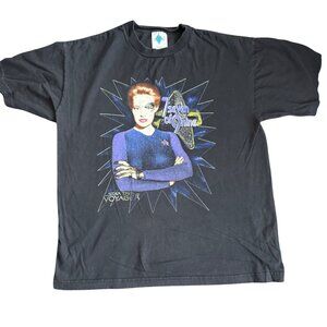 Vintage Star Trek Voyager Seven Of Nine Graphic T-Shirt Black Large